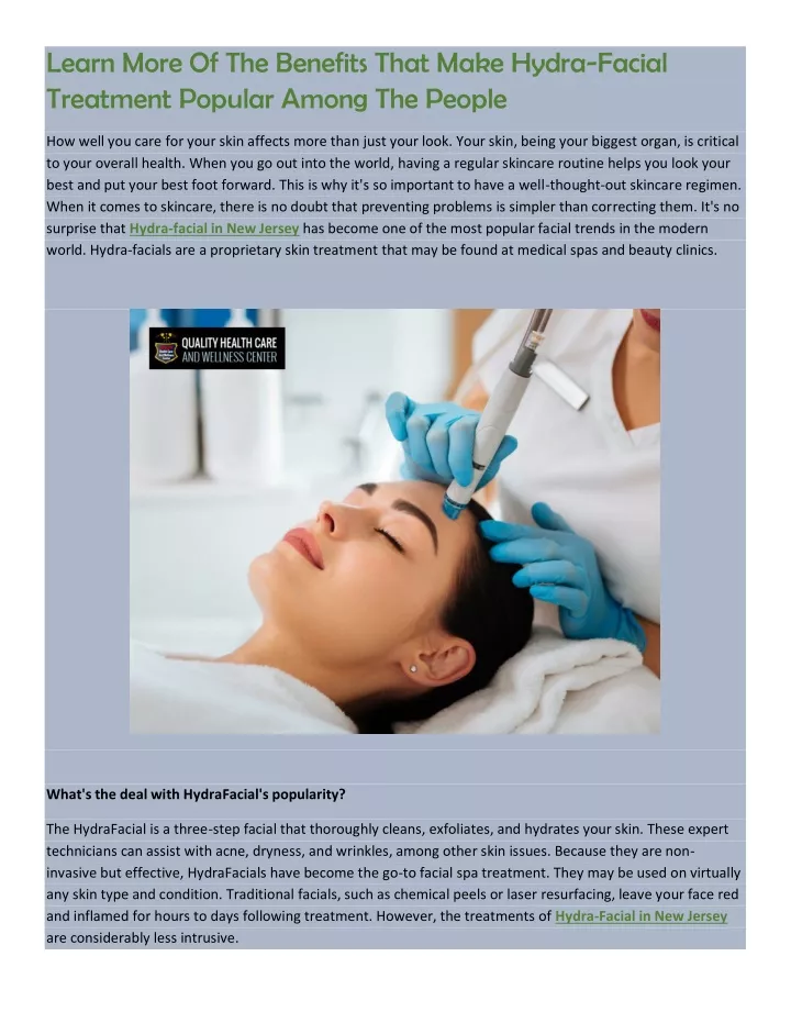 learn more of the benefits that make hydra facial
