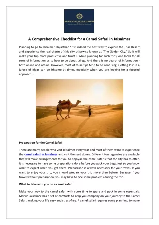 A Comprehensive Checklist for a Camel Safari in Jaisalmer-converted