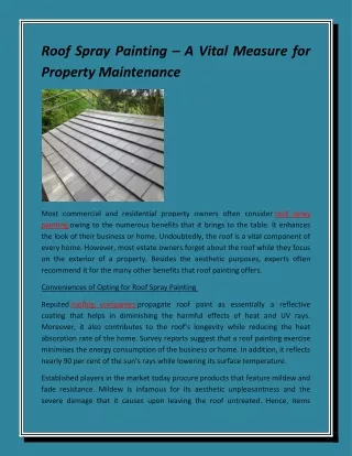 Roof Spray Painting – A Vital Measure for Property Maintenance (1)