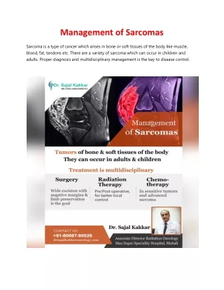 Best oncologist in Punjab - Management of Sarcomas