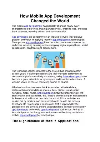 how mobile app development changed the world