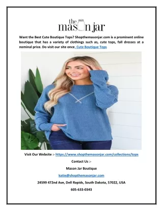 Cute Boutique Tops | Shopthemasonjar.com