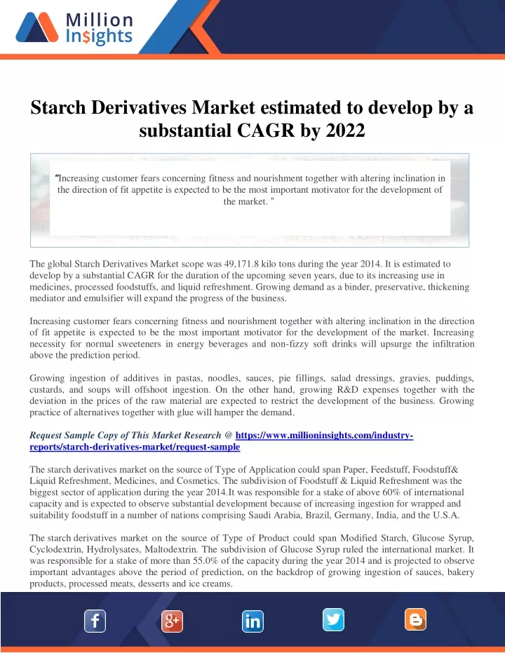 starch derivatives market estimated to develop