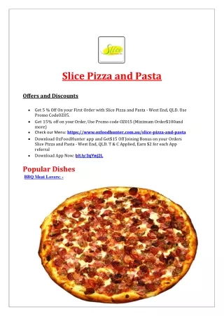 slice pizza and pasta offers and discounts