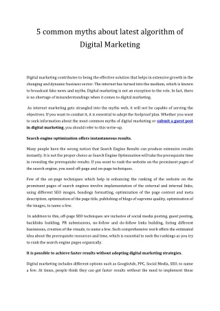 5 common myths about the latest algorithm of Digital Marketing