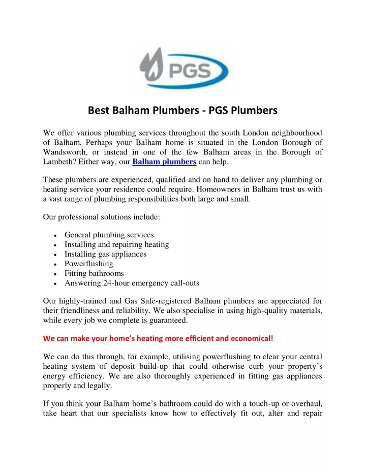 best balham plumbers pgs plumbers