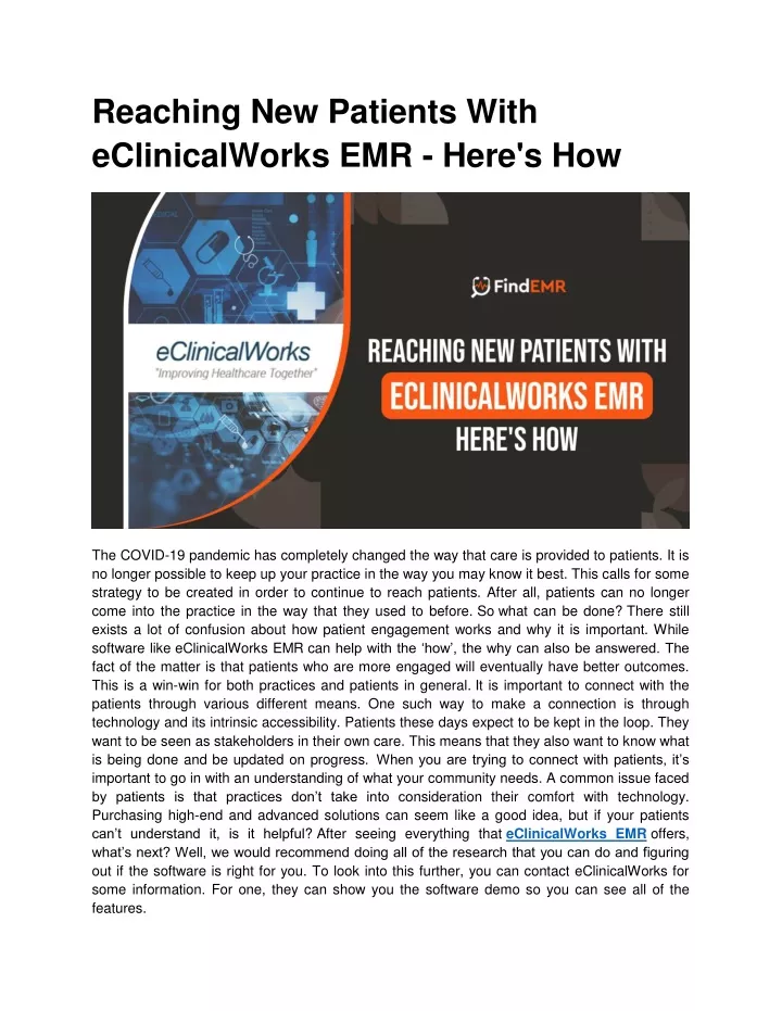 reaching new patients with eclinicalworks