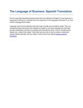 the language of business spanish translation