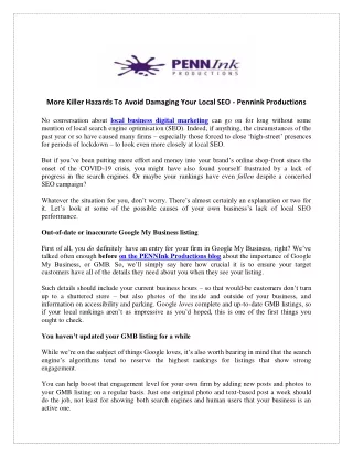 more killer hazards to avoid damaging your local