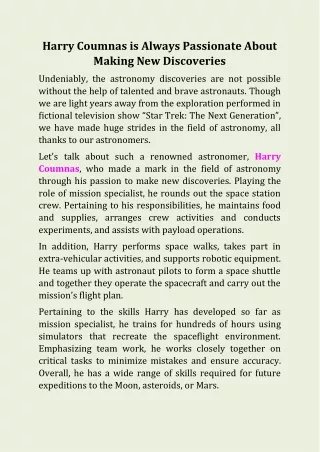 harry coumnas is always passionate about making