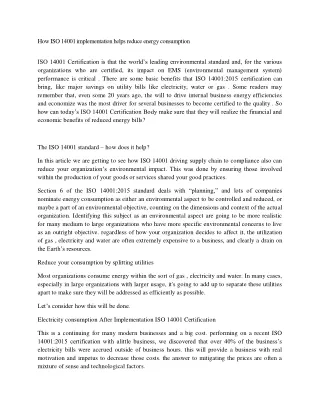 how iso 14001 implementation helps reduce energy