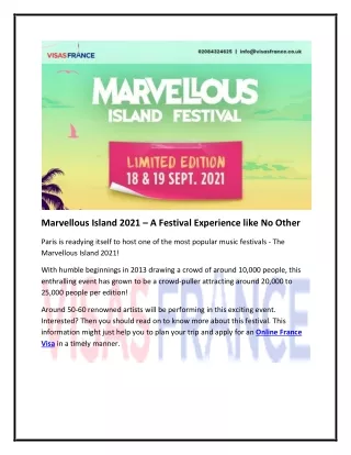 Marvellous Island 2021 – A Festival Experience Like No Other