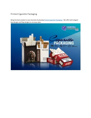 Printed Cigarette Packaging