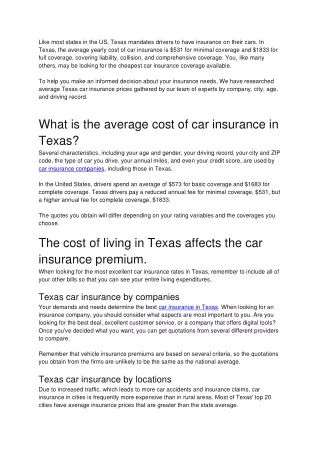 SEO - car insurance in texas