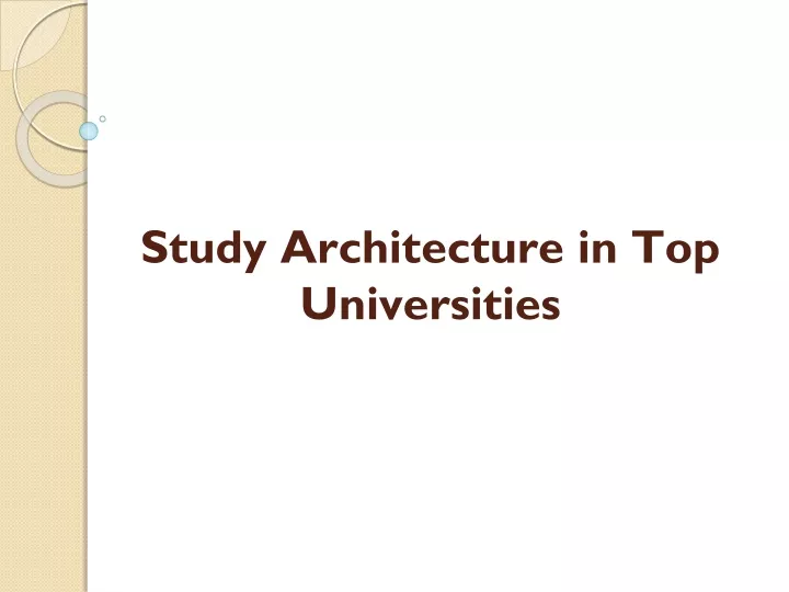 study architecture in top universities