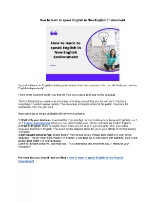 how to learn to speak english in non english