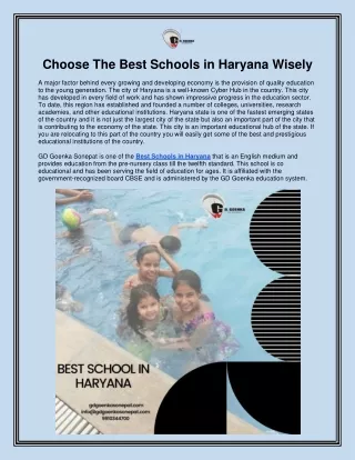 choose the best schools in haryana wisely