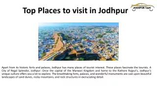 Top Places to visit in Jodhpur