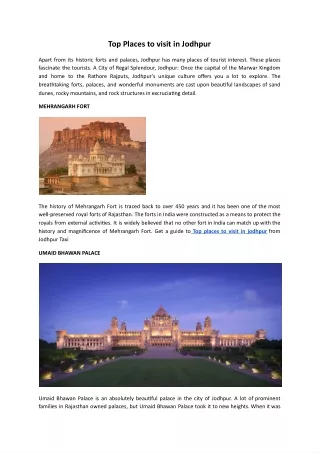 Top Place To Visit In Jodhpur