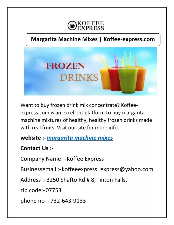margarita machine mixes koffee express com