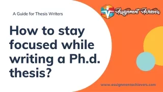 How to write a Ph.D. Thesis?