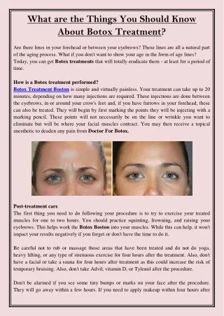 what are the things you should know about botox