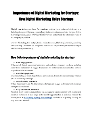 Importance of Digital Marketing for Startups : How Digital Marketing Helps Start