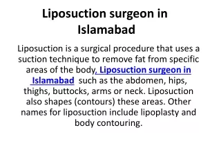 liposuction surgeon in islamabad