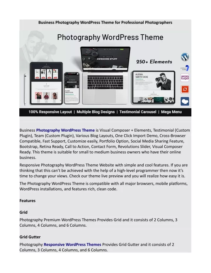business photography wordpress theme