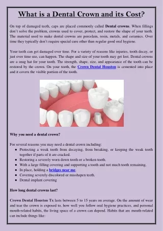 what is a dental crown and its cost