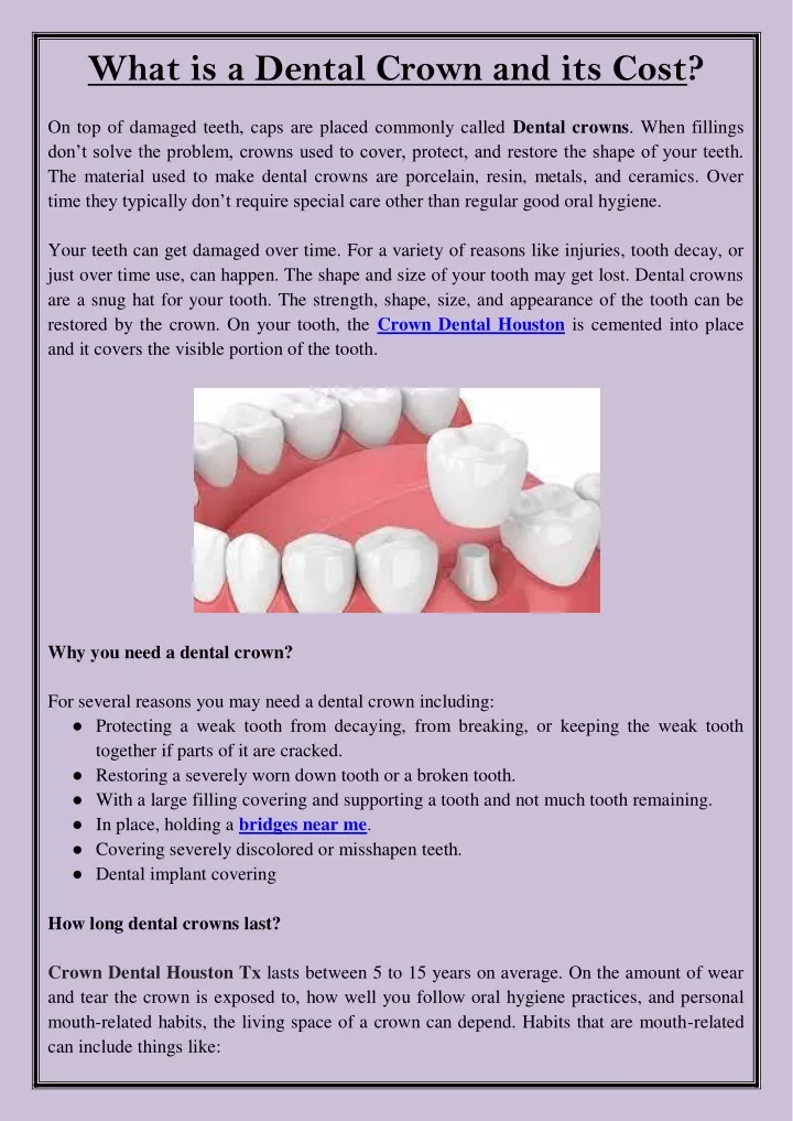 what is a dental crown and its cost