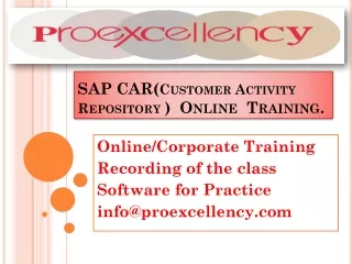 SAP CAR(Customer Activity Repository )  Online  Training