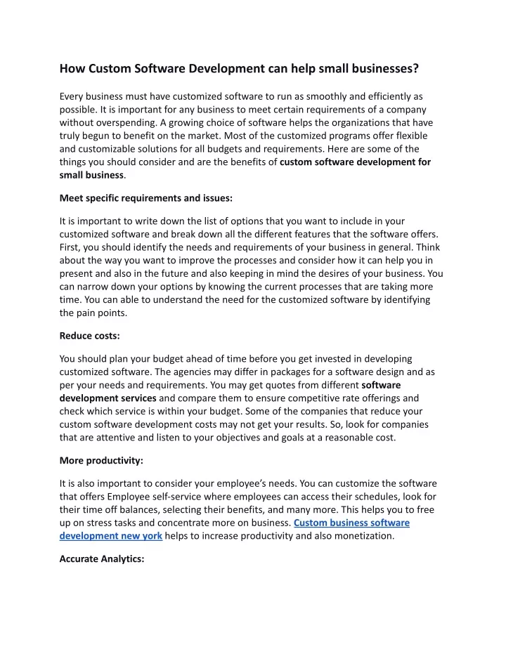 how custom software development can help small
