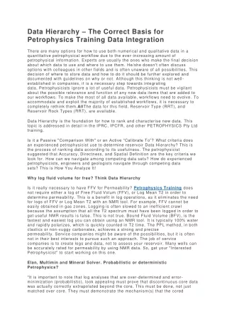 data hierarchy the correct basis for petrophysics