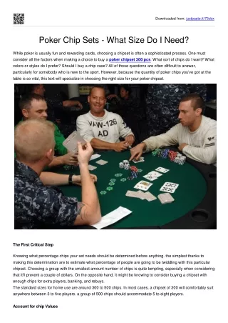 Poker Chip Sets - What Size Do I Need