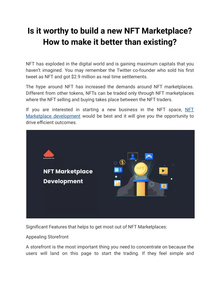is it worthy to build a new nft marketplace