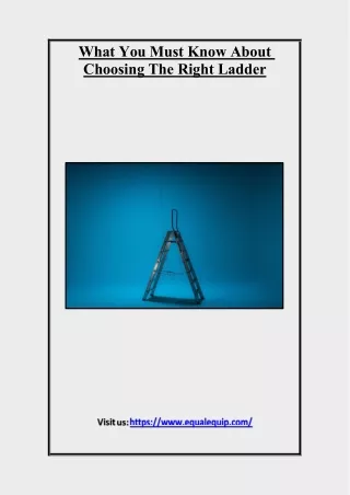 What You Must Know About Choosing The Right Ladder