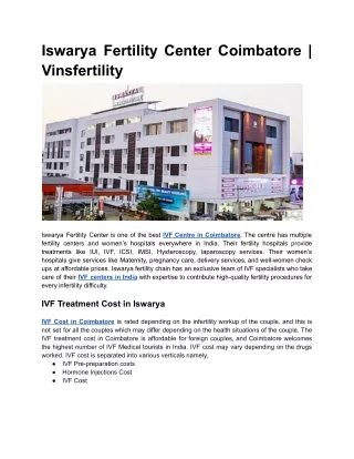 Iswarya Fertility Center Coimbatore _ Vinsfertility