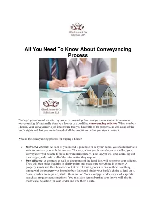 All You Need To Know About Conveyancing Process