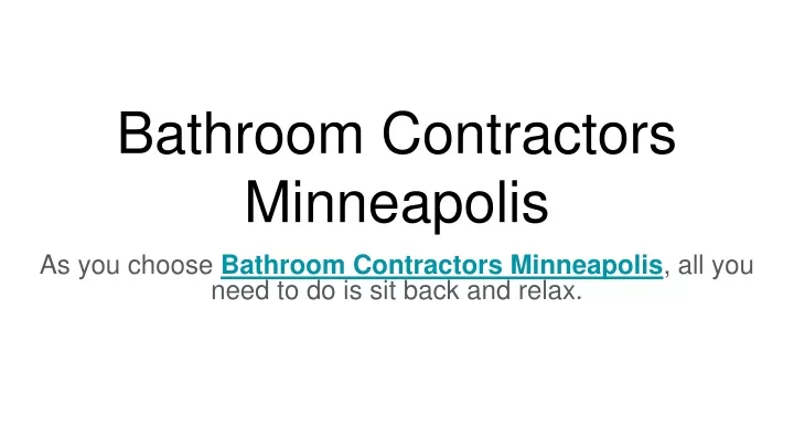 bathroom contractors minneapolis