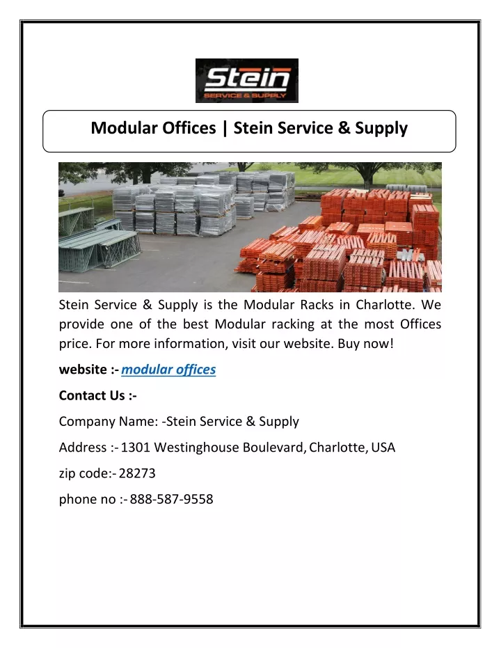 modular offices stein service supply