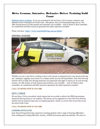 drive lessons intensive defensive driver training