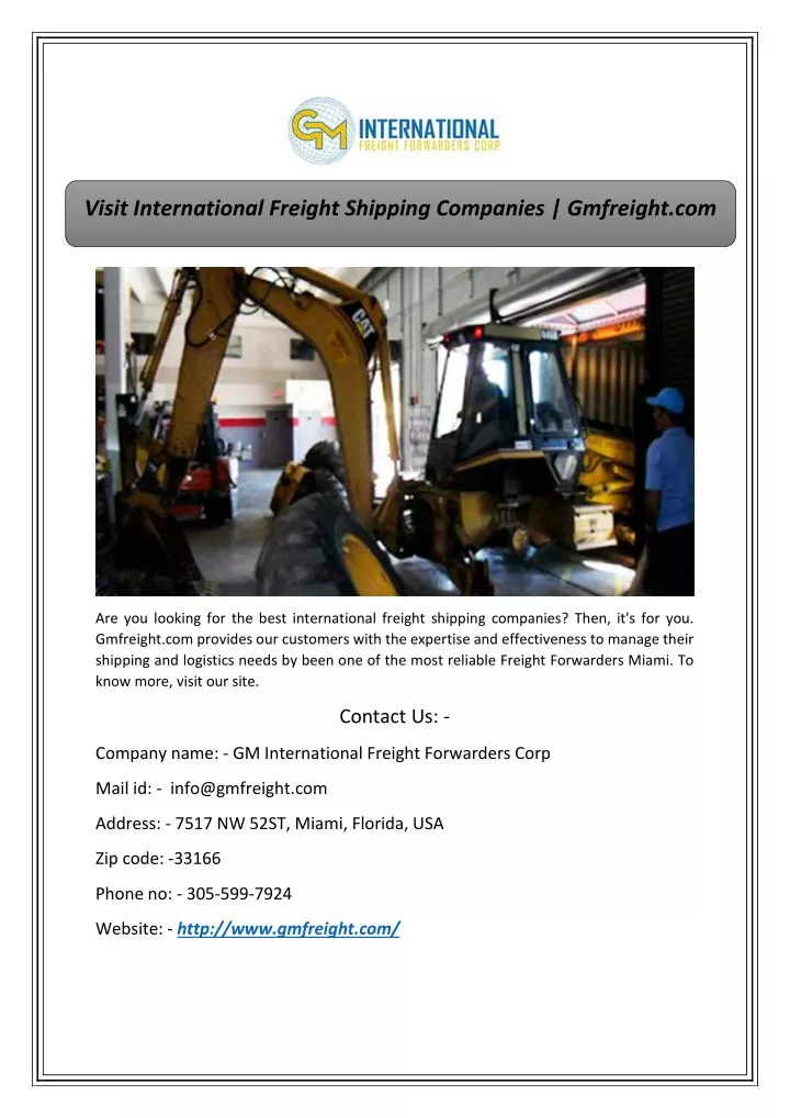 visit international freight shipping companies