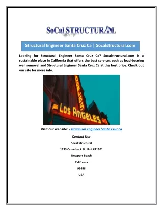 Structural Engineer Santa Cruz Ca | Socalstructural.com