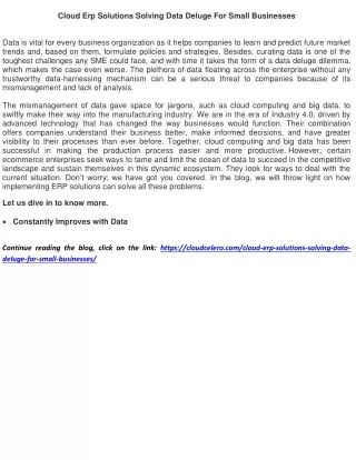 Cloud Erp Solutions Solving Data Deluge For Small Businesses