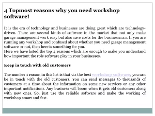 4 Topmost reasons why you need workshop software!