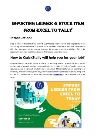 Import Ledger From Excel to Tally