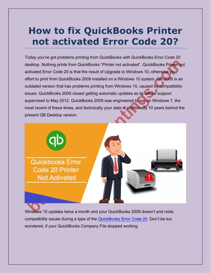 how to fix quickbooks printer not activated error