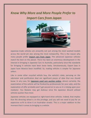 Know Why More and More People Prefer to Import Cars from Japan