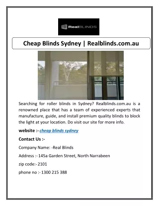 Cheap Blinds Sydney | Realblinds.com.au